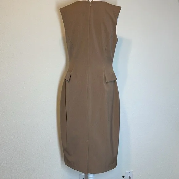 Boston Proper Cowl Neckline Sheath Dress Taupe Tan Size 10 - Picture 4 of 14